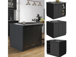 Isla de cocina gris oscuro 90x60x82 fame-line