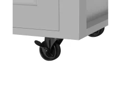 Isla de cocina gris y madera - Con toma de corriente y compartimento para basura - Encimera telescópica