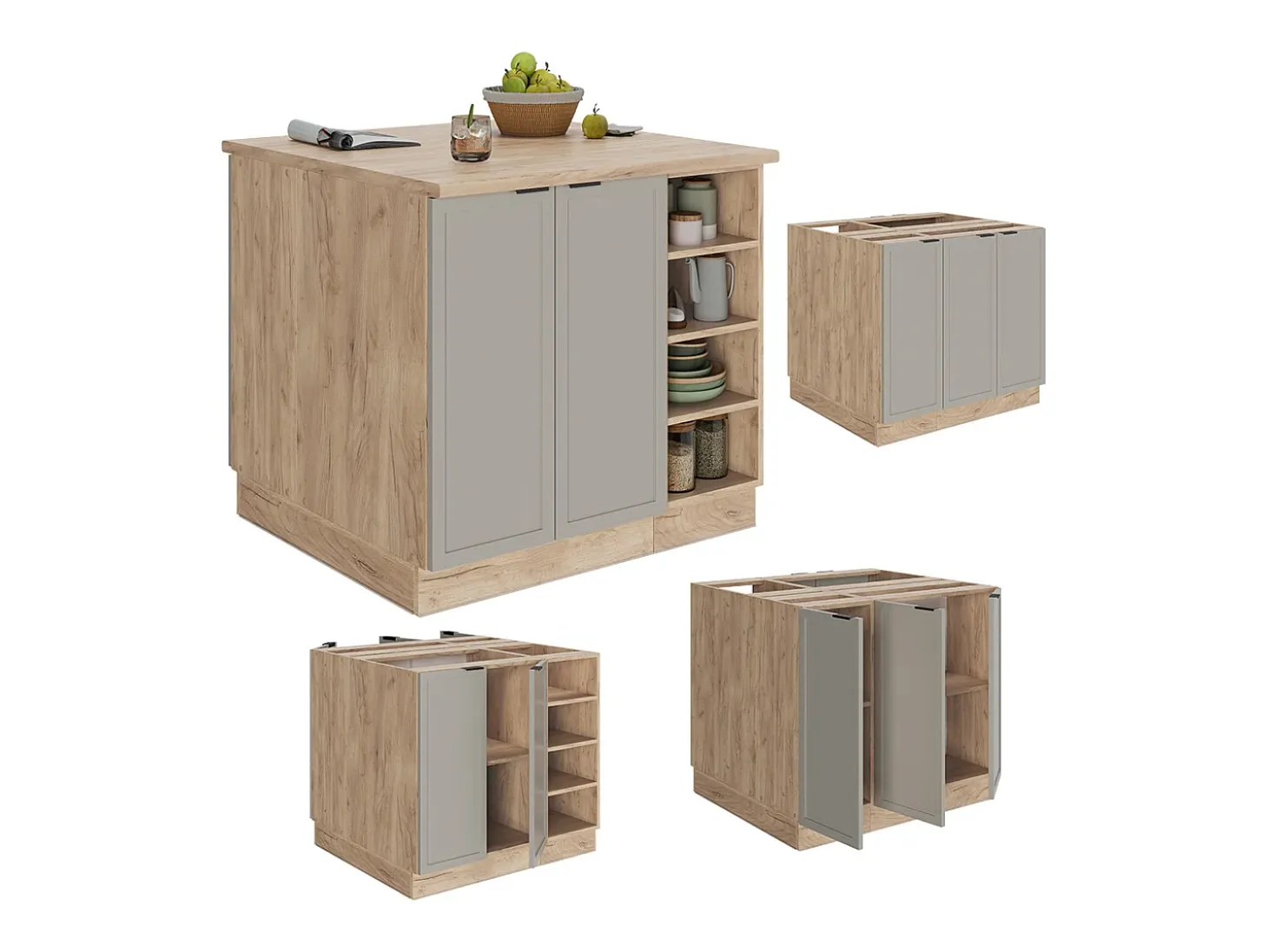 Isla de cocina grisbeige 90x60x82 fame-line