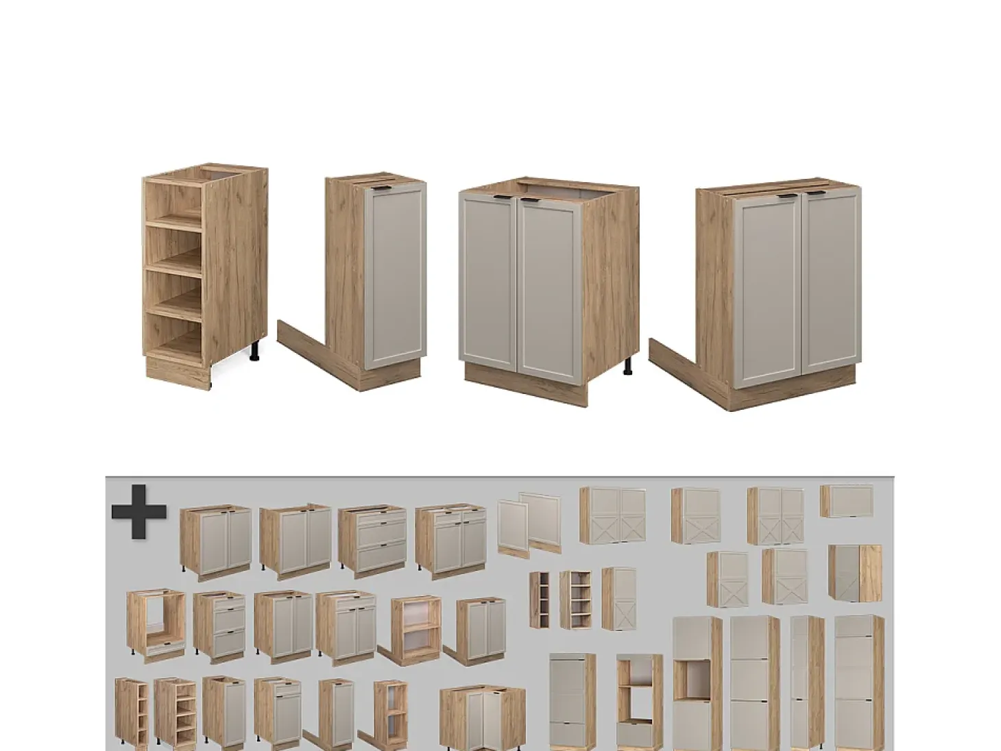 Isla de cocina grisbeige 90x60x82 fame-line