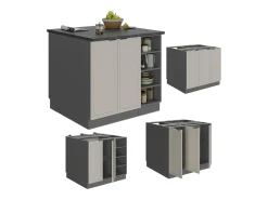 Isla de cocina grisbeige 90x60x82 fame-line