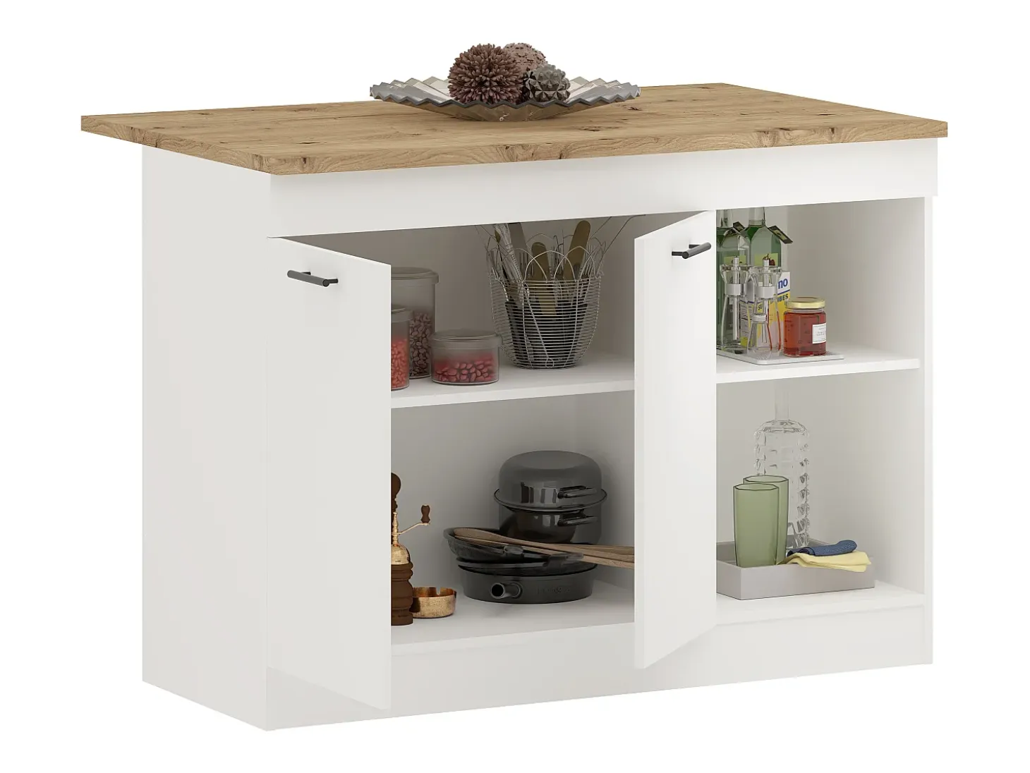Isla De Cocina haaus Vigra, Roble Artisan/Blanco, 122 x 76 x 90 cm
