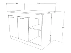 Isla De Cocina haaus Vigra, Roble Artisan/Blanco, 122 x 76 x 90 cm