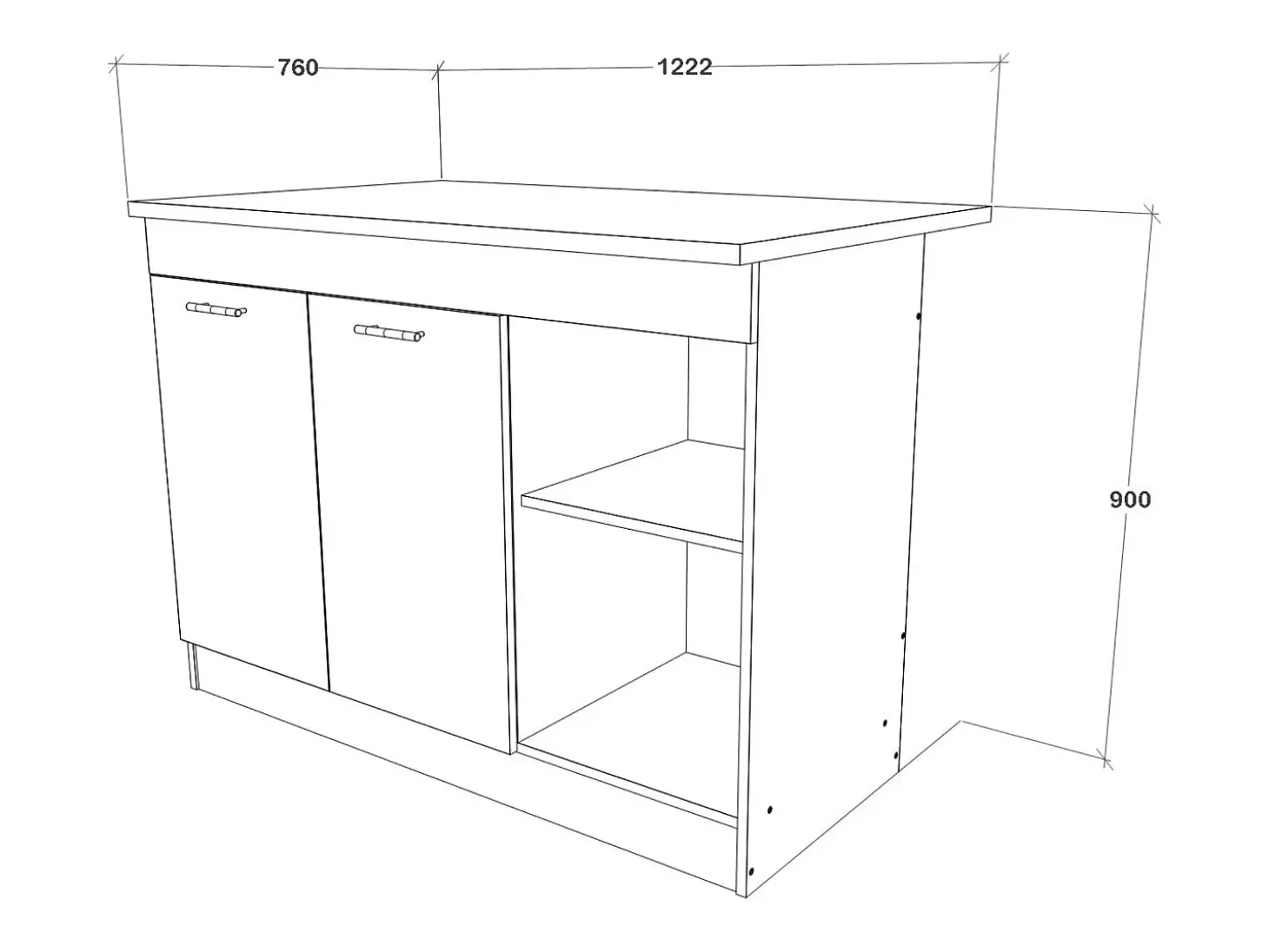Isla De Cocina haaus Vigra, Roble Artisan/Blanco, 122 x 76 x 90 cm