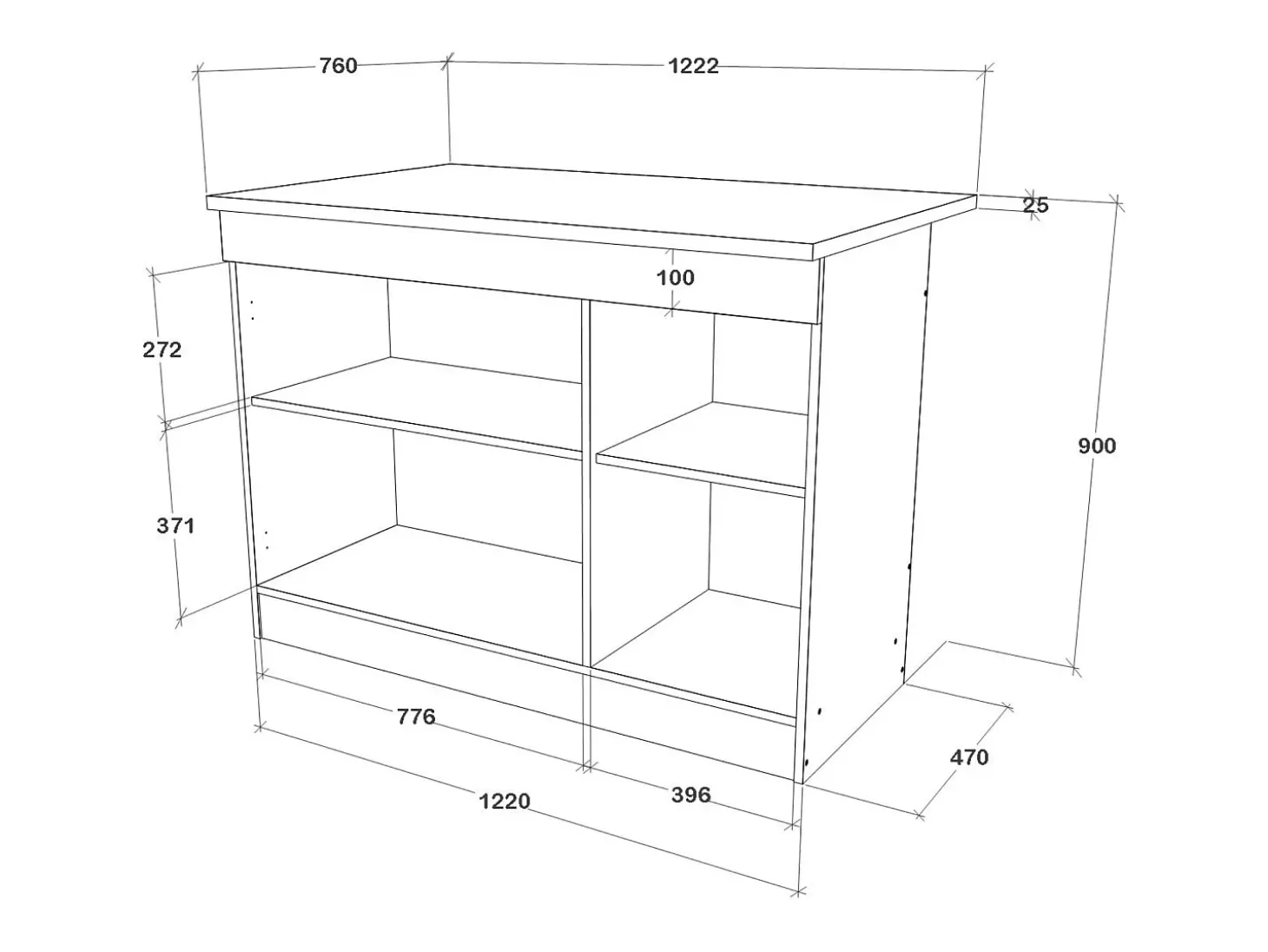 Isla De Cocina haaus Vigra, Roble Artisan/Blanco, 122 x 76 x 90 cm