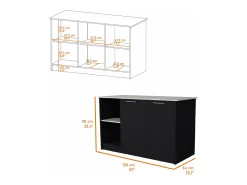 Isla de cocina Juniper en melamina con dos puertas y 3 estantes , 90 cm X 150 cm X 64 cm , Negro / Ibiza