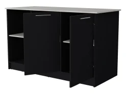 Isla de cocina Juniper en melamina con dos puertas y 3 estantes , 90 cm X 150 cm X 64 cm , Negro / Ibiza