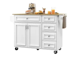 Isla de cocina moderna con encimera abatible, muebles de cocina, aparador extraíble, con motivos vintage, almacenaje multifuncional (110x45-75x92 cm)