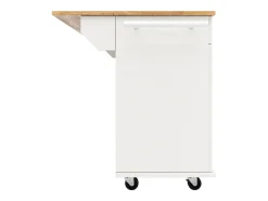 Isla de cocina moderna con 4 puertas y 2 cajones - Encimera imitación madera 50(78)x106cm - Blanco
