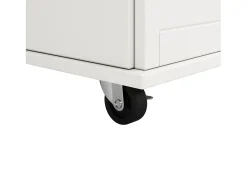 Isla de cocina moderna con 4 puertas y 2 cajones - Encimera imitación madera 50(78)x106cm - Blanco
