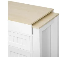 Isla de cocina móvil blanca - Carrito de cocina con 4 puertas y 2 cajones - tablero de madera extensible y especiero