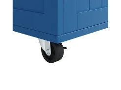 Isla de cocina móvil con 2 cajones, 2 puertas y botellero para 6 botellas - 102x45x92cm - MDF y metal - Azul