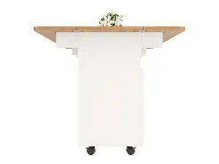 Isla de cocina móvil con 2 puertas y estantes abiertos - Tablero extensible - 120x30(70)x79,5cm - Madera MDF - Blanco y natural