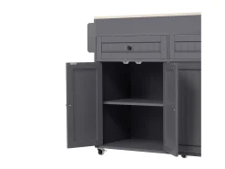 Isla de cocina móvil gris - Carrito de cocina con 4 puertas y 2 cajones - Superficie extensible y especiero