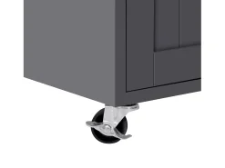 Isla de cocina móvil gris - Carrito de cocina con 4 puertas y 2 cajones - Superficie extensible y especiero