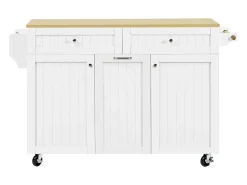 Isla de cocina móvil 140x40x92cm - encimera extensible - espacio de almacenamiento multifuncional - blanco