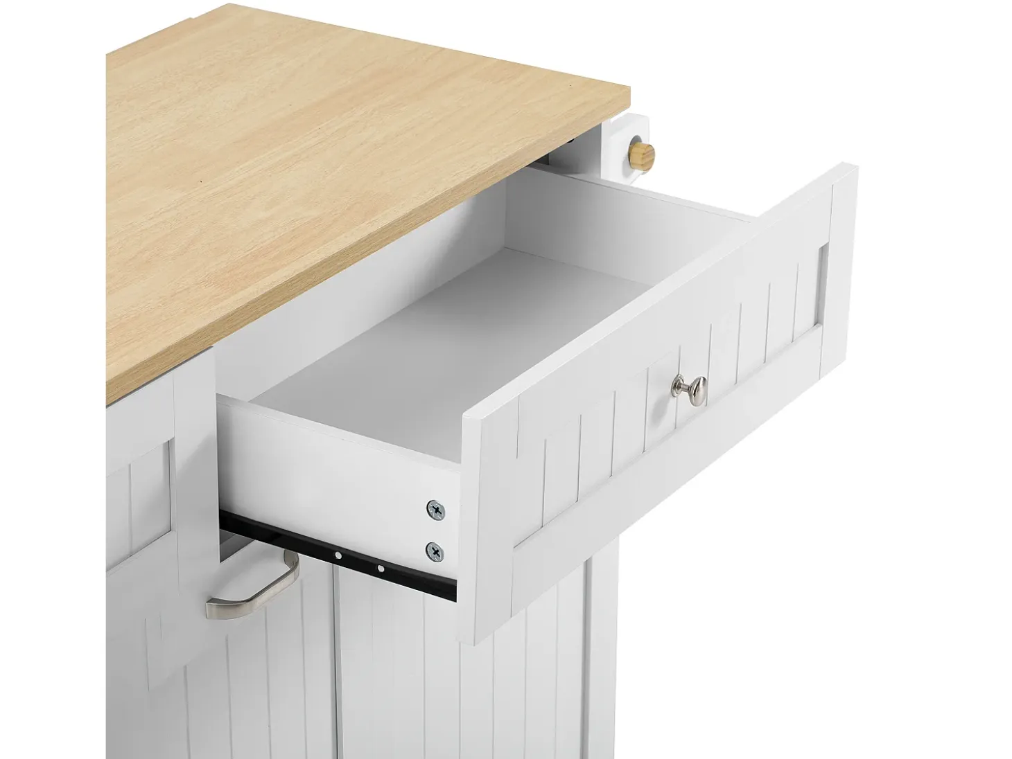 Isla de cocina móvil 140x40x92cm - encimera extensible - espacio de almacenamiento multifuncional - blanco