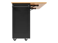 Isla de cocina negra - Carrito de cocina con 2 cajones y 4 puertas - Especiero y toallero