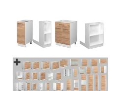Isla de cocina oro potencia roble/blanco 90x60x82 fame-line