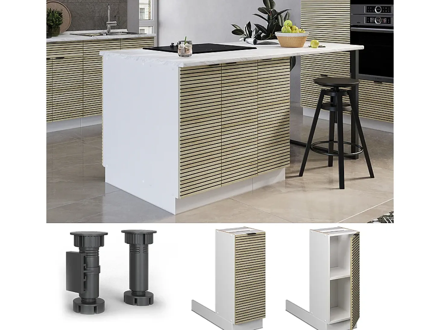 Isla de cocina panel de roble 30x70x82 fame-line