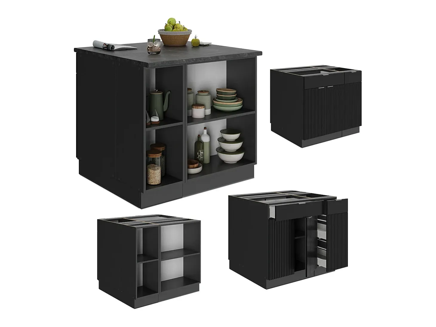 Isla de cocina rayas negras 90x60x82 fame-line