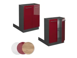 Isla de cocina rojo burdeos alto brillo 60x70x82 fame-line