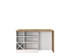 Isla de cocina Sole con 1 puerta, 2 cajones y 6 compartimentos, blanco brillo/roble, 153 x 90 x 91 cm