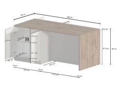 Isla de cocina Sole con 4 puertas, color antracita mate/roble, 200 x 90 x 90 cm