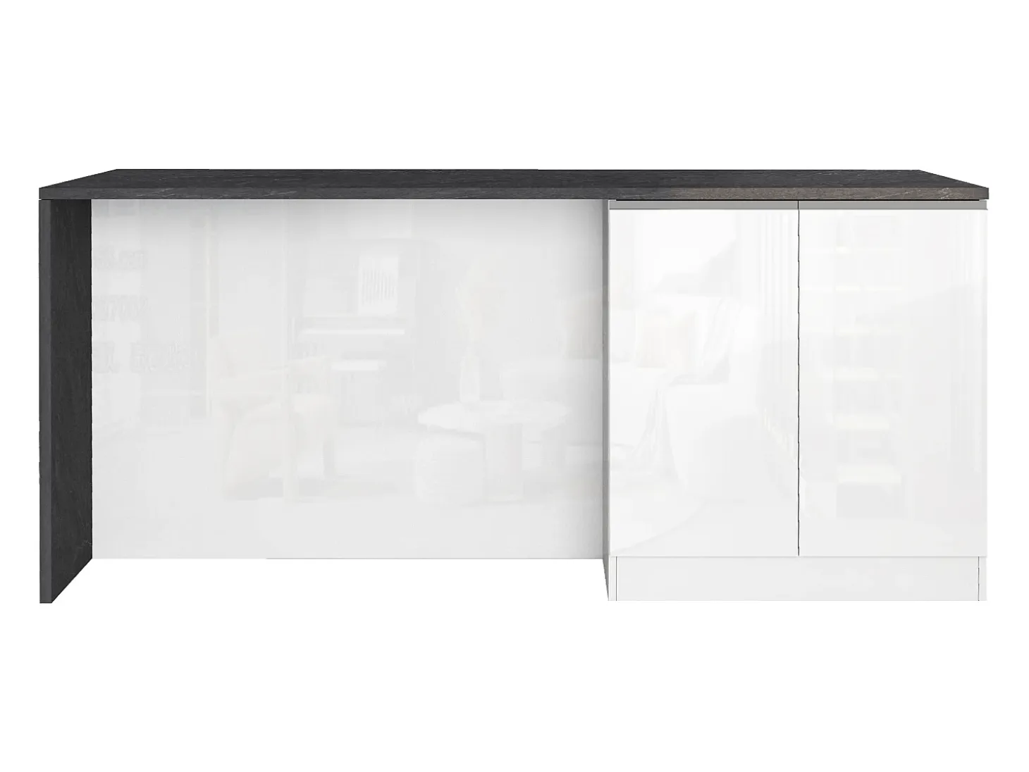 Isla de cocina Sole con 4 puertas en blanco brillo y report 200x90x90 cm