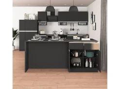 Isla de cocina Sole con 4 puertas y 4 cajones en antracita mate/report 200x90x90 cm