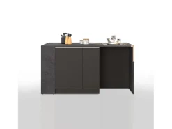 Isla de cocina Sole con 2 puertas, 2 cajones y 1 estante, color antracita mate/report, 168 x 90 x 91 cm