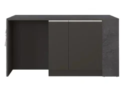Isla de cocina Sole con 2 puertas, 2 cajones y 1 estante, color antracita mate/report, 168 x 90 x 91 cm