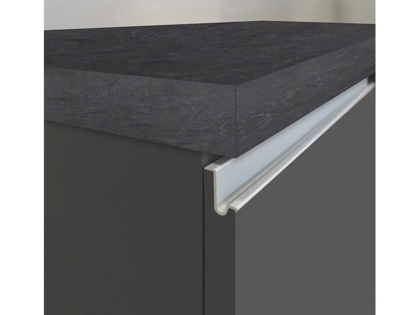 Isla de cocina Sole con 2 puertas, 2 cajones y 1 estante, color antracita mate/report, 168 x 90 x 91 cm