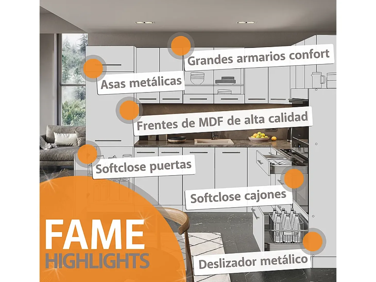 Isla de cocina verde dorado casa de campo 60x70x82 fame-line