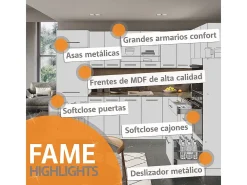 Isla de cocina verde dorado casa de campo 30x70x82 fame-line