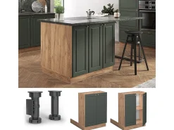 Isla de cocina verde dorado casa de campo 60x30x82 fame-line