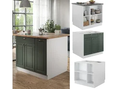 Isla de cocina verde-dorado casa de campo/blanco 90x60x82 fame-line