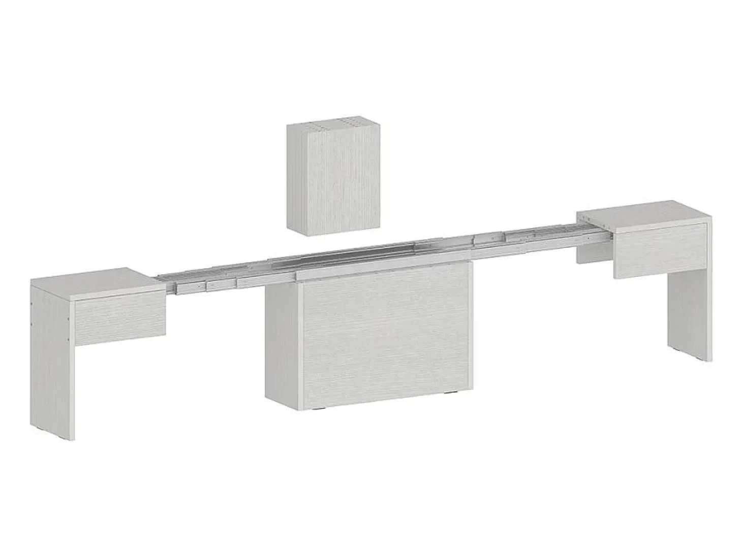 Juego de 2 bancos extensibles 66 - 290 cm para mesa de comedor Pratika A + B - Blanco Shabby