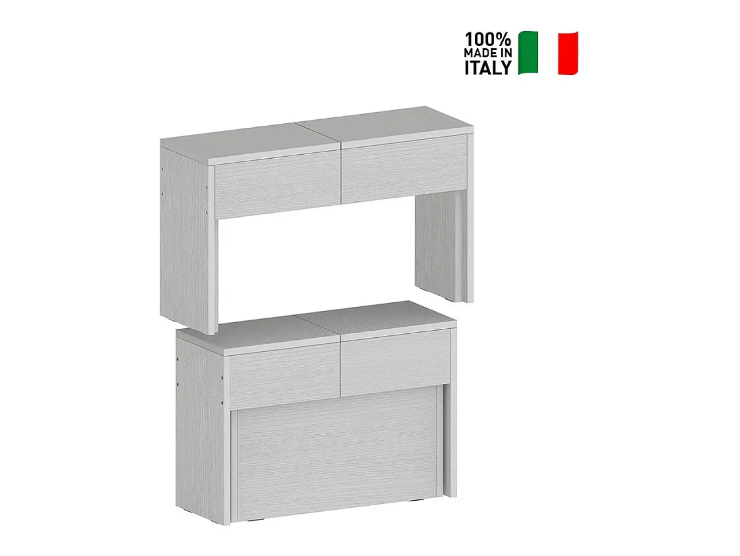 Juego de 2 bancos extensibles 66 - 290 cm para mesa de comedor Pratika A + B - Blanco Shabby