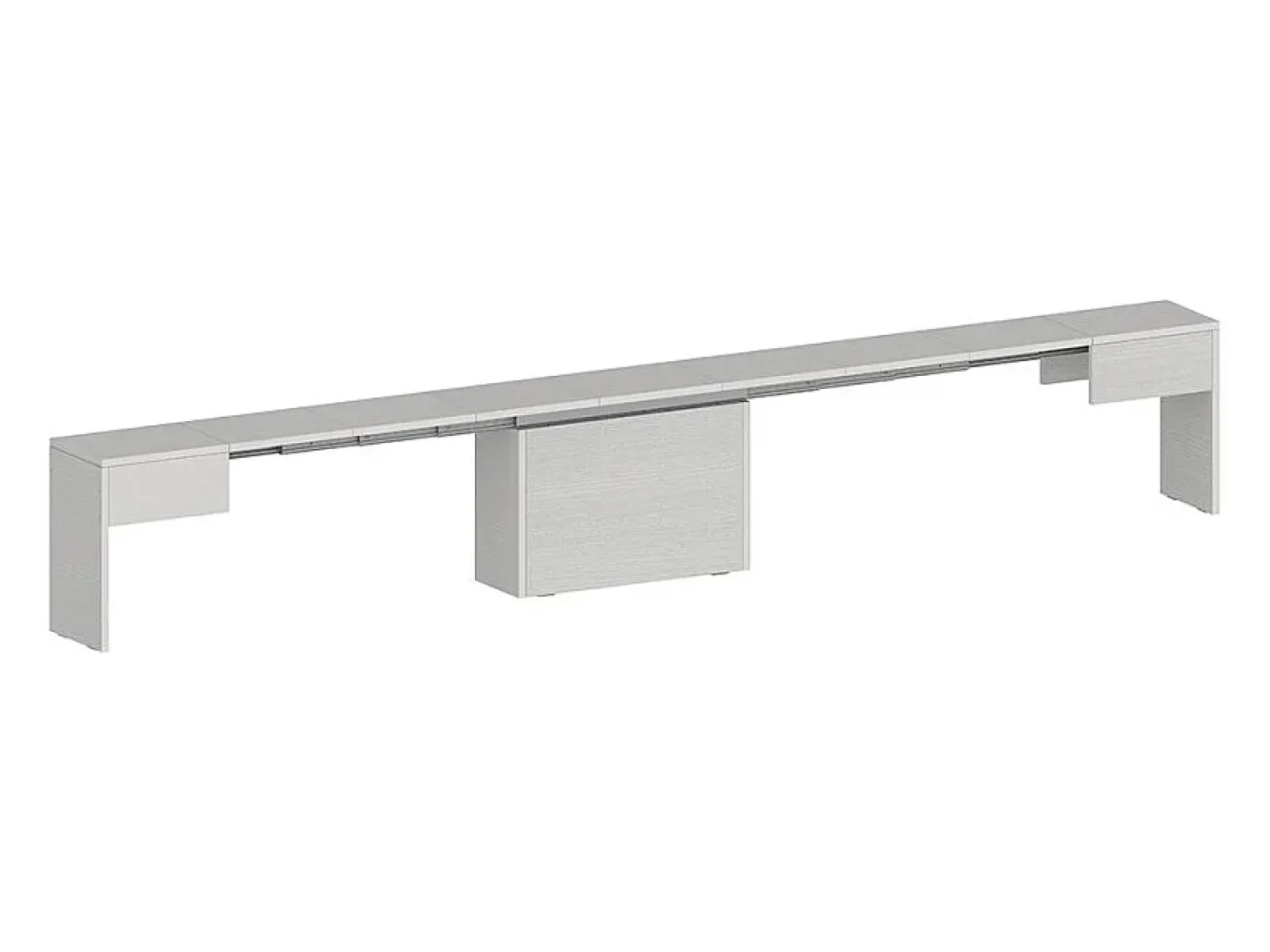 Juego de 2 bancos extensibles 66 - 290 cm para mesa de comedor Pratika A + B - Blanco Shabby