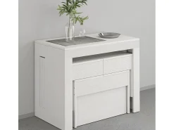 Juego de 2 bancos extensibles 66 - 290 cm para mesa de comedor Pratika A + B - Blanco Shabby