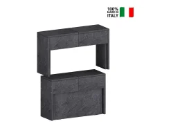 Juego de 2 bancos extensibles 66 - 290 cm para mesa de comedor Pratika A + B - Antracita