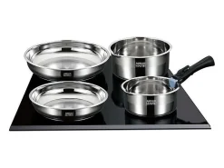 Juego de 10 piezas de utensilios de cocina de acero inoxidable aptos para inducción - Mango extraíble - Apto para todo tipo de c