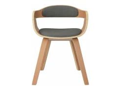 Juego de 2 Silla de comedor madera curvada y tela gris claro ES599637