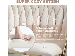 Juego de 2 Silla en terciopelo beige - patas de metal con patines antideslizantes - 54x52x72cm