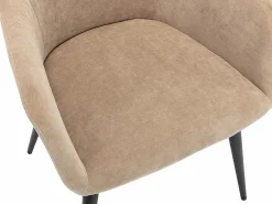 Juego de 2 sillas - con reposabrazos - Efecto terciopelo y metal - Beige - BIBO