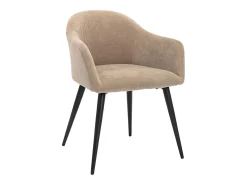Juego de 2 sillas - con reposabrazos - Efecto terciopelo y metal - Beige - BIBO