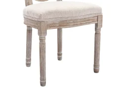 Juego de 2 sillas - Rejilla, tela y madera de hevea - Beige - ANTOINETTE