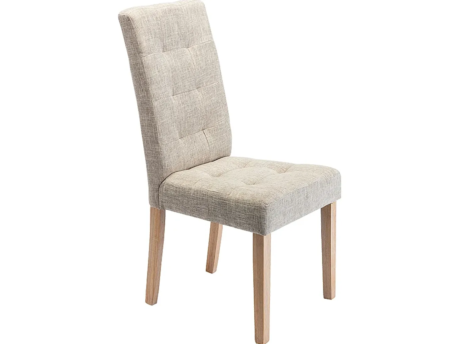 Juego de 6 sillas - Tela beige y Patas de madera natural - VILLOSA