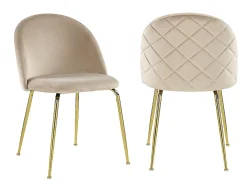 Juego de 2 sillas - Terciopelo y metal dorado - Beige. MELBOURNE